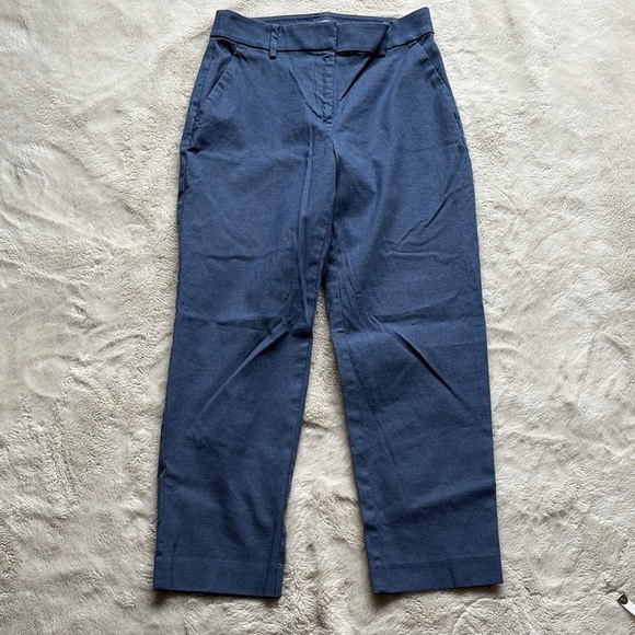 LOFT Blue Cotton Straight Leg Pants | 97% Cotton Trousers Women’s Workwear - Picture 1 of 8